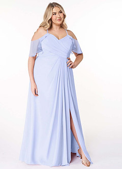 Azazie Dakota Bridesmaid Dresses Lavender A-Line V-Neck Pleated Chiffon Dress image11