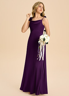 Azazie Gumdrop Junior Empire Plissee Stretch-Satin Kleid Traube image4