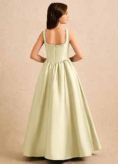 Azazie Enid Girls Formal Flower Girl Dresses Lemon Sorbet A-Line Beaded Stretch Satin Dress image2