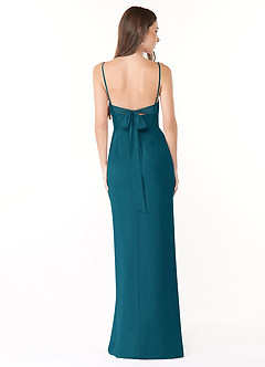 Azazie Mai Bridesmaid Dresses Ink Blue Sheath Pleated Chiffon Dress image2