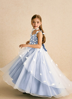 Azazie Darlina Flower Girl Dresses Ivory Ice Ball-Gown Lace Tulle Dress image3