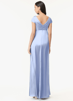 Azazie Allessia Maternity Bridesmaid Dresses A-Line Pleated Stretch Satin Floor-Length Dress image2