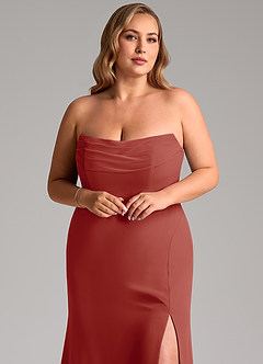Azazie Saige Bridesmaid Dresses Terracotta A-Line Off the Shoulder Chiffon Convertible Dress image11