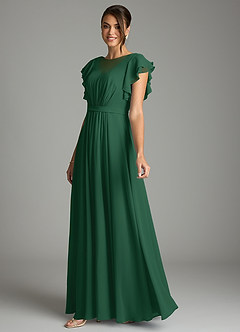 Azazie Daphne Modest Bridesmaid Dresses A-Line Ruffled Chiffon Floor-Length Dress image3