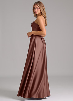 Azazie Lucienne Bridesmaid Dresses Espresso A-Line Strapless Stretch Satin Convertible Dress image3
