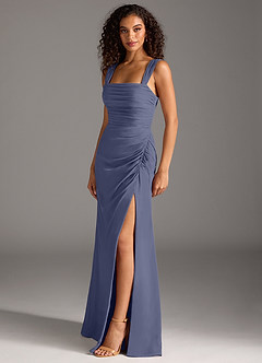 Azazie Jesaphine Bridesmaid Dresses Stormy Sheath Bow Chiffon Dress image3