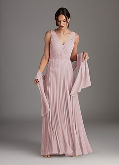 Azazie Kris Mère de la mariée Robes Robe Trapèze en Mousseline de soie Paillettes Rose Pâle image2