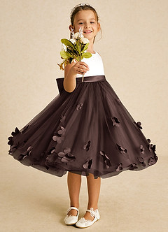 Azazie Sprout Flower Girl Dresses Ganache A-Line Bow Tulle Dress image2