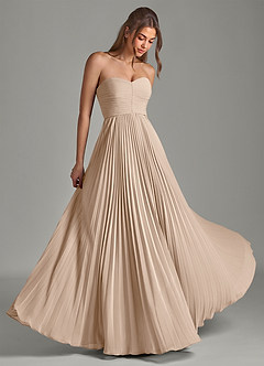 Azazie Chiana Abiti da Damigella Abito A-Line in Chiffon Senza Cinturino Taupe image1