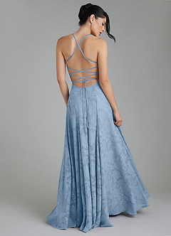 Azazie Tatum Robes de demoiselle d'honneur Robe Trapèze en Blumen-Burnout Corset Poudre Bleue image9