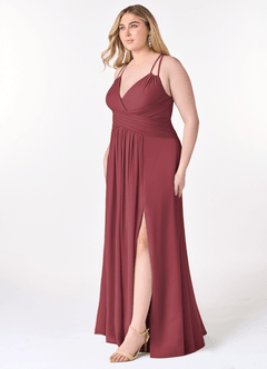 Azazie Farren Bridesmaid Dresses Merlot A-Line Pleated Chiffon Convertible Dress image12