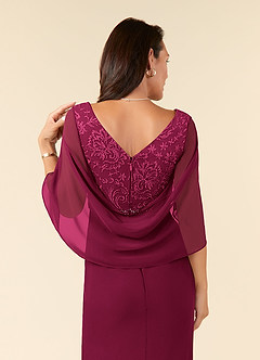 Azazie Laina At-home Try On Dresses Burgundy Mermaid Lace Chiffon Dress image6