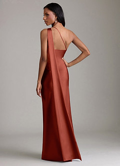 Azazie Juniper Suknie dla druhen Syrena Jedno ramię Satyna elastyczna Do ziemi Sukienka image6