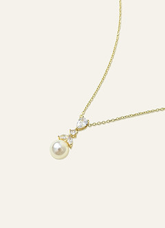front Pear Cut Pearl Drop Necklace