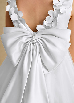 Azazie Lona Flower Girl Dresses White White A-Line Bow Matte Satin Dress image5
