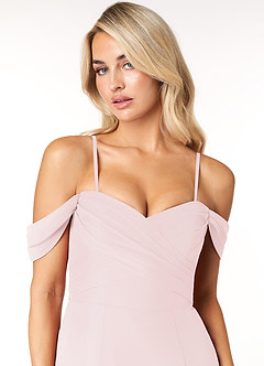 Azazie Joretta Bridesmaid Dresses Blushing Pink A-Line Sweetheart Neckline Chiffon Convertible Dress image6