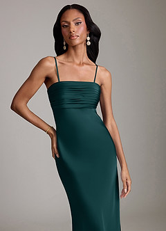 Azazie Saylor Jurken voor bruidsmeisjes Jurk van Stretch Satijn met Zeemeermin Strapless Pijnboom image3