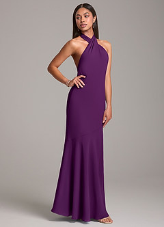 Azazie Lorena Bridesmaid Dresses Grape Mermaid Pleated Chiffon Dress image5