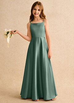 Azazie Joella Girls Formal Flower Girl Klänningar Klä A-Line i Stretch Satin Plisserad image2