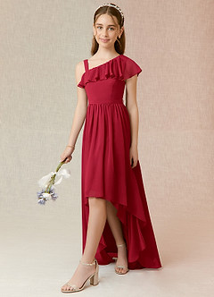 Azazie Mango Junior Scarlet A-Line Ruched Chiffon Dress image3