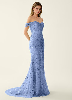 Caterina Glace Bleue Robe de bal à perles et paillettes, dos lacé image4