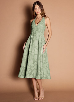 green emerald velvet dress Leap Of Faith Frill Shoulder Tulle Midi Dress Pistachio Selfie Leslie