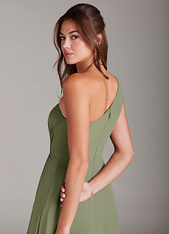 Azazie Brooke Jurken voor bruidsmeisjes Jurk van Chiffon met A-Lijn One-Shoulder Pistache image2