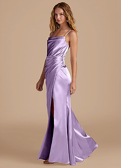 Azazie Marzia Bridesmaid Dresses Lilac Mermaid Pleated Metallic Satin Dress image2