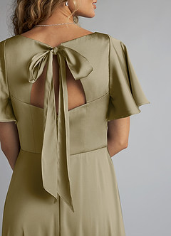 Azazie Kimber Brautjungfernkleider A-Linie Gestreift Stretch-Satin Kleid Moosgrün image5