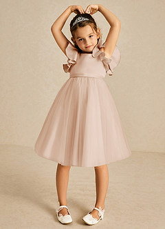 Azazie Kaeya Flower Girl Dresses English Rose A-Line Bow Tulle Dress image3