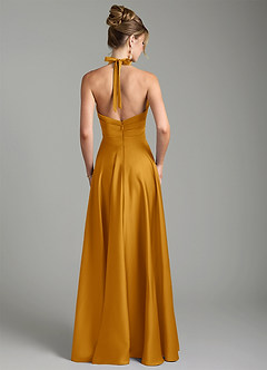Azazie Tenaya Robes de demoiselle d'honneur Robe Trapèze en Satin extensible Décolleté en cœur Caramel écossais image7