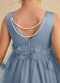 Azazie Lux Flower Girl Dresses Dusty Blue A-Line Beaded Tulle Dress image6