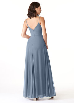 Azazie Evalin Bridesmaid Dresses Twilight A-Line V-Neck Pleated Mesh Dress image4