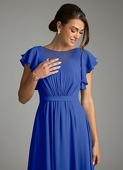 Azazie Daphne Modest Bridesmaid Dresses A-Line Ruffled Chiffon Floor-Length Dress image5