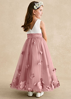 Azazie Vi Flower Girl Dresses Dusty Rose A-Line Sleeveless Tulle Dress image4