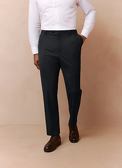 front Savile Charcoal Wool Blend Dress Pants