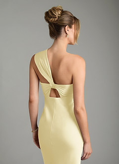 Azazie Margot Brautjungfernkleider Etui One-Shoulder Stretch-Satin Kleid Zitronensorbet image6