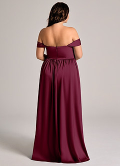 Azazie Calianna Brautjungfernkleider Wandelbar A-Linie Schulterfrei Stretch-Satin Kleid Maulbeerrot image7