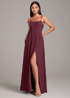 Azazie Kailee Bridesmaid Dresses Cabernet A-Line with Pockets Chiffon Dress image5