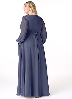 Azazie Leonia Bridesmaid Dresses Stormy A-Line Long Sleeve Chiffon Dress image9