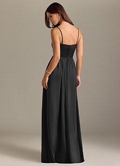 Azazie Calianna Bridesmaid Dresses Black A-Line Off the Shoulder Stretch Satin Convertible Dress image2