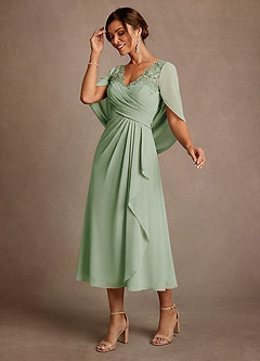 Azazie Forums Brudens mor kjoler A-Line Blonder Te-længde Kjole image3