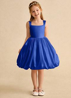 Azazie Nirvana Robe Demoiselle D'honneur Fillette Robe Princesse en Mat Satiné Rayé Bleu Roi image2