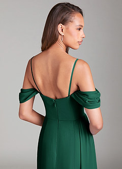 Azazie Amyra Bridesmaid Dresses Emerald Sheath Off the Shoulder Chiffon Convertible Dress image7