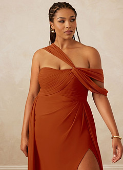 Christian Siriano Bridal for Azazie 1014 Bridesmaid Dresses Paprika A-Line Off the Shoulder Chiffon Dress image15