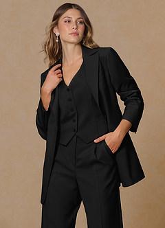 front Rowan Black Refined Weave Performance 3-Piece Suit