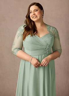 Azazie Anne vestidos de madre de la novia Vestido de Salvia Polvorienta de Encaje de Recto con Corazón Lentejuelas image17