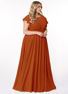 Azazie Daphne Modest Bridesmaid Dresses A-Line Ruffled Chiffon Floor-Length Dress image9