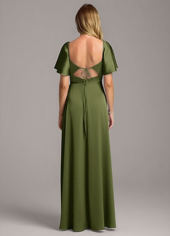 Azazie Chloe Bridesmaid Dresses Olive A-Line Sweetheart Neckline Stretch Satin Dress image3