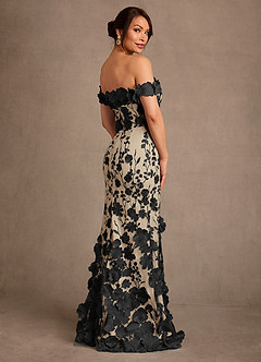 Azazie Lotta vestidos de madre de la novia Vestido de Negro Champán de Encaje de Corte Sirena con Vestidos sin tirantes image2